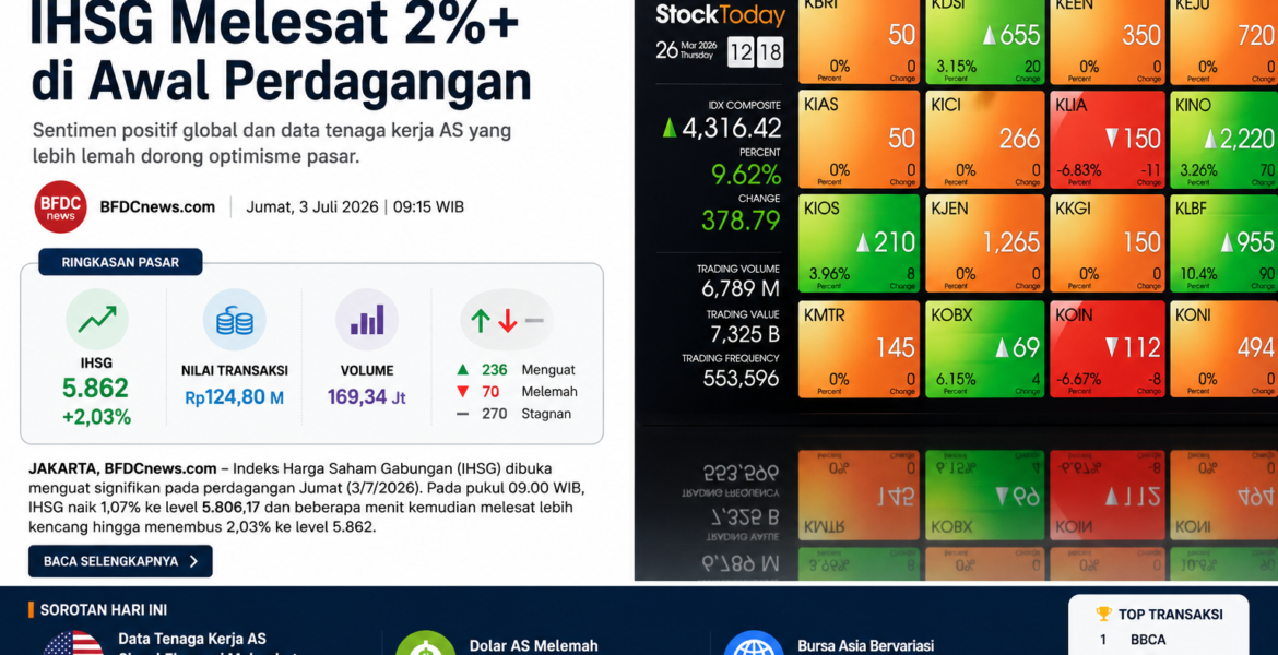 Breaking! IHSG Langsung Ngacir, Dibuka Melesat Lebih dari 2%